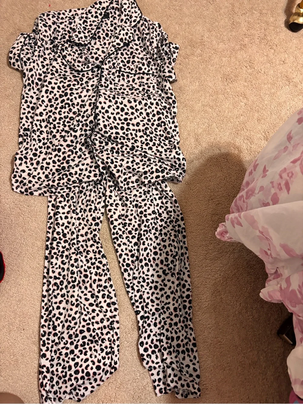kate spade Pink and Black Leopard Print Kids Pajama Set